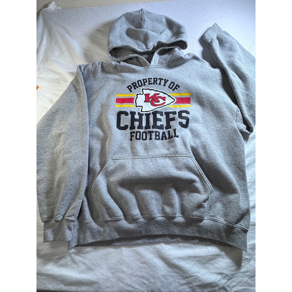 NFL Team Apparel Kansas City Chiefs Hoodie Mens XL Gray  Graphic Pullover